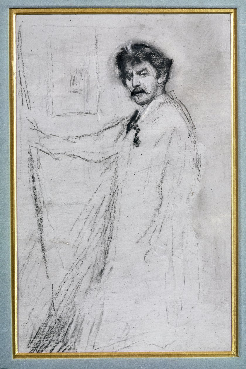Selvportræt (kul på papir) af James Abbott McNeill Whistler