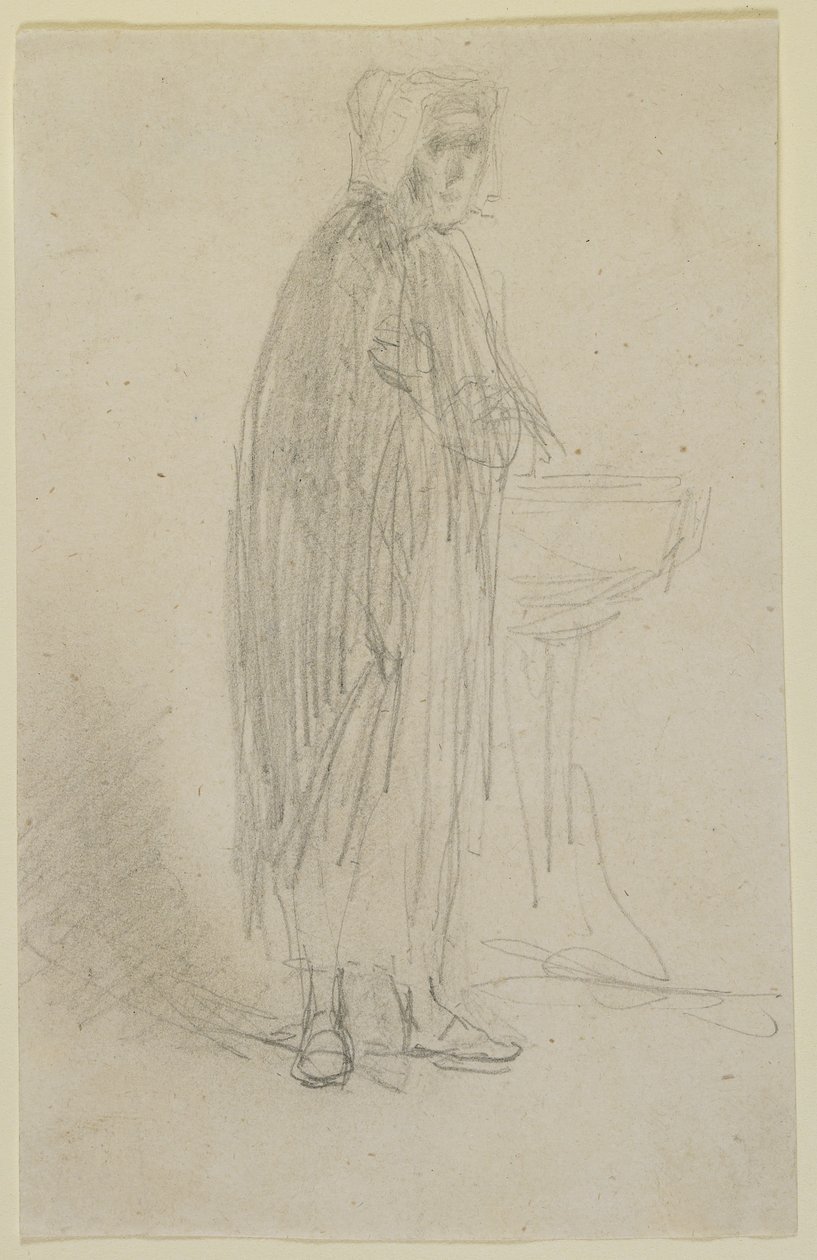 Stående figur af en gammel kvinde, ca. 1855-58 (blyant på råhvidt vævet papir) af James Abbott McNeill Whistler