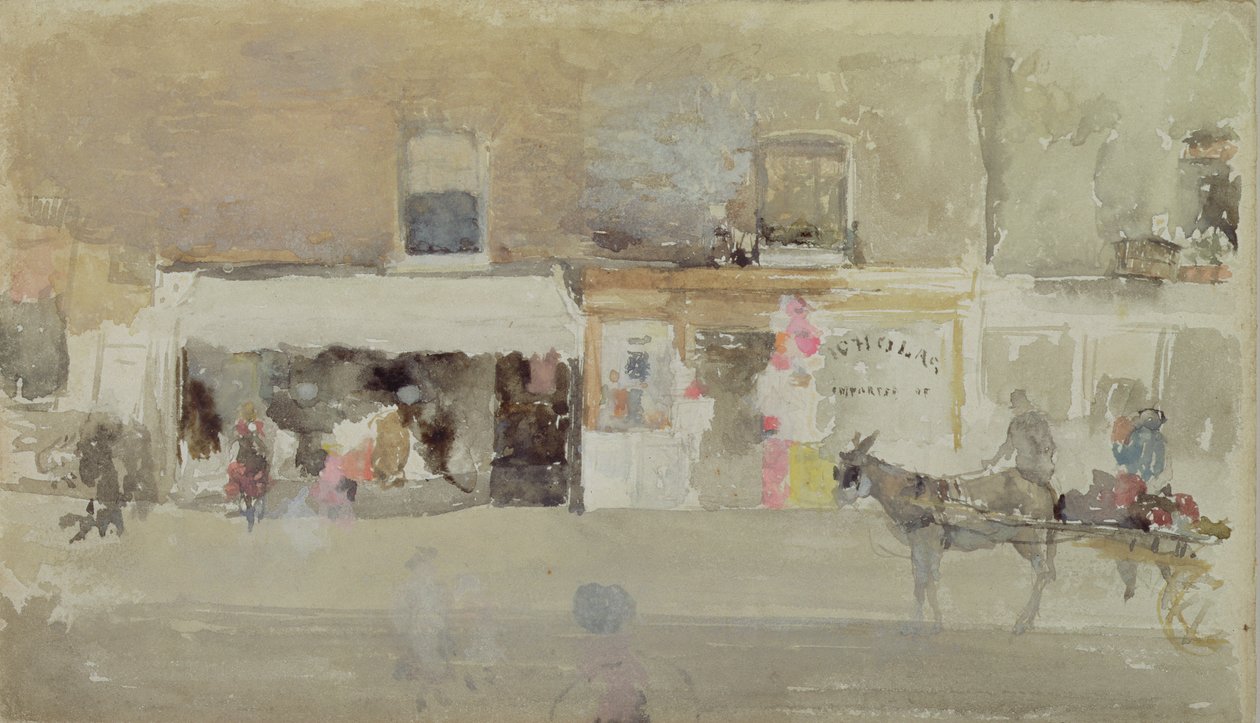 Gadescene i Chelsea, ca. 1888 (wc på kort) af James Abbott McNeill Whistler