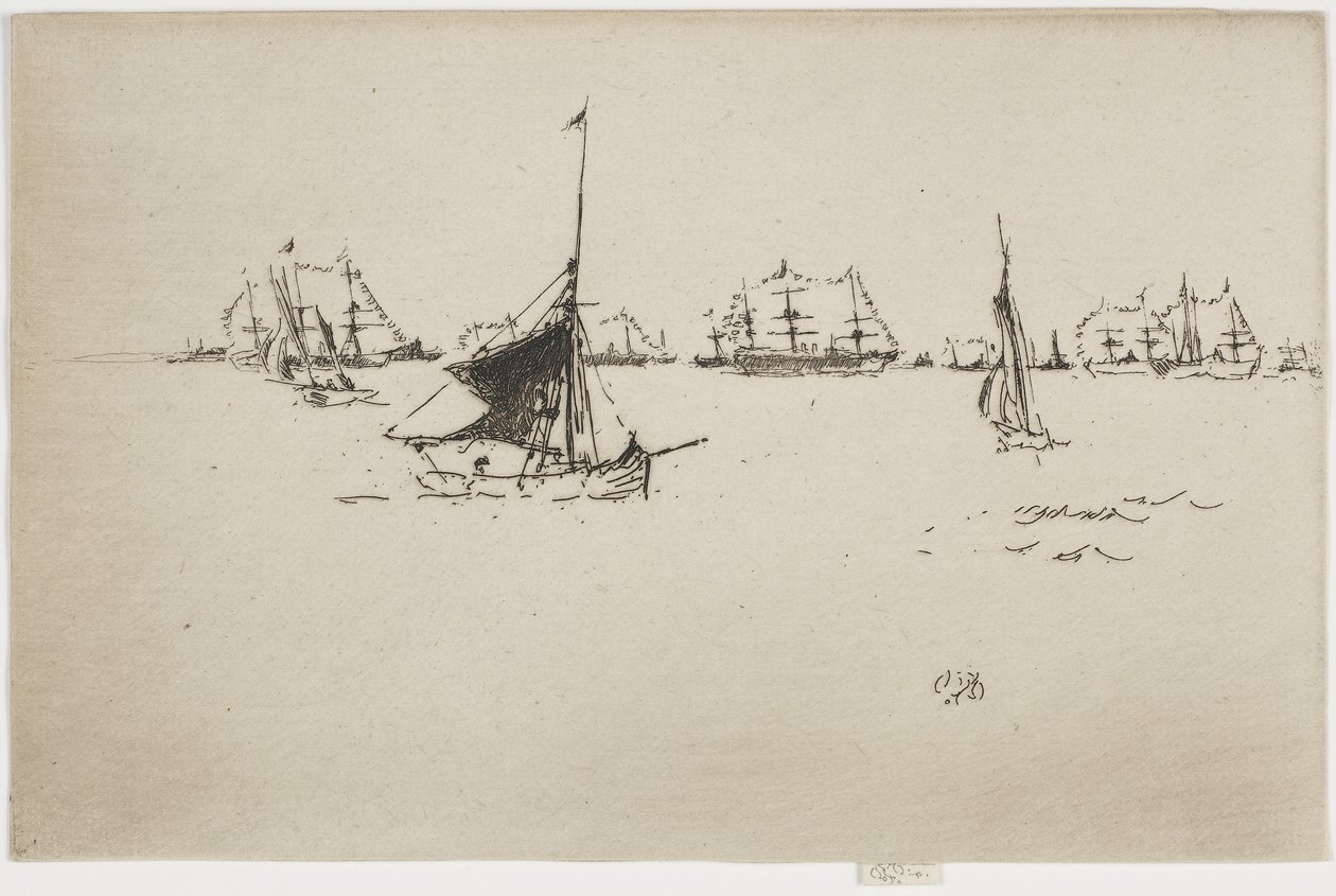 Flåden - Aften, 1887 (radering på papir) af James Abbott McNeill Whistler