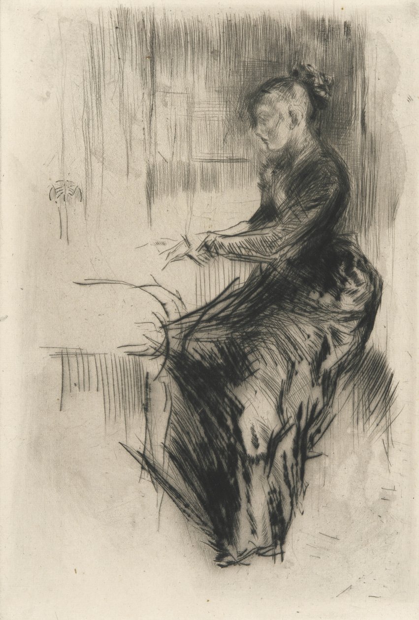 Klaveret, ca.1875 (tørnål på papir) af James Abbott McNeill Whistler