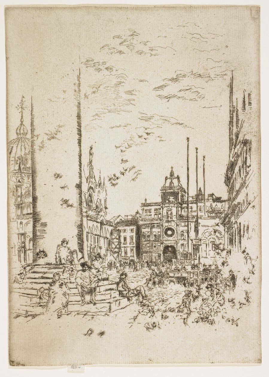 Piazettaen, tallerken fra Det andet Venedigsæt eller seksogtyve raderinger, 1879-1880 af James Abbott McNeill Whistler