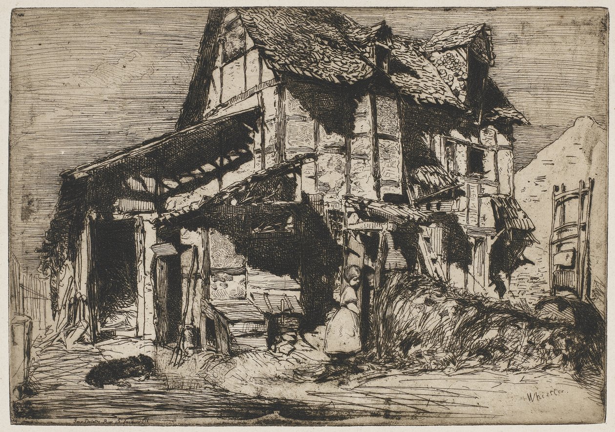 Den usikre lejebolig, 1858 (radering på papir) af James Abbott McNeill Whistler