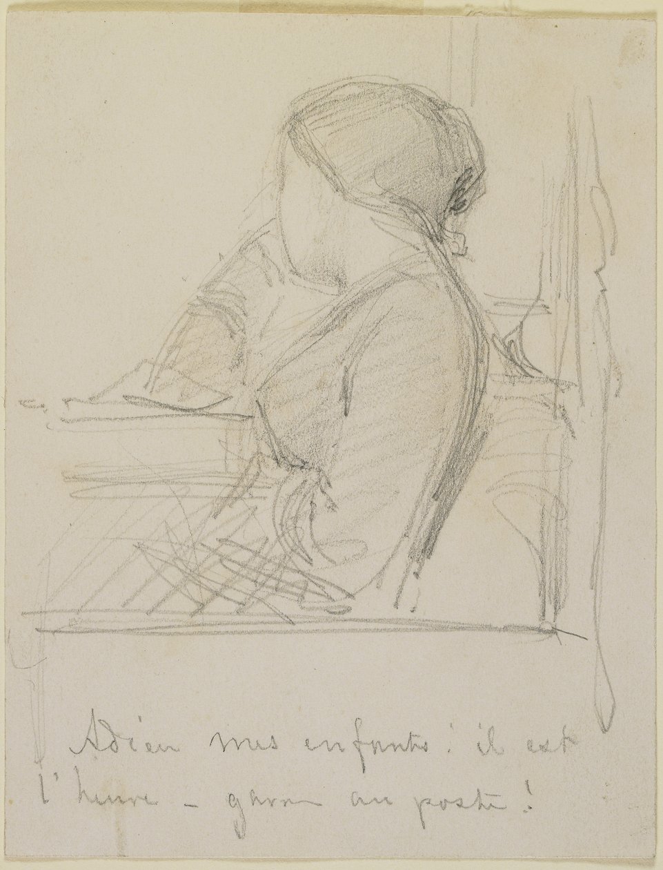Kvinde siddende ved et vindue, 1858 (blyant på råhvidt vævet papir) af James Abbott McNeill Whistler
