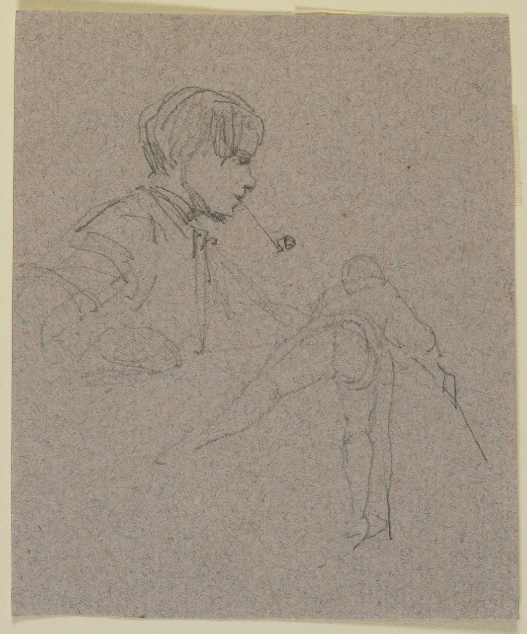 Ung mand ryger pibe, ca. 1855-59 (blyant på buff-papir) af James Abbott McNeill Whistler