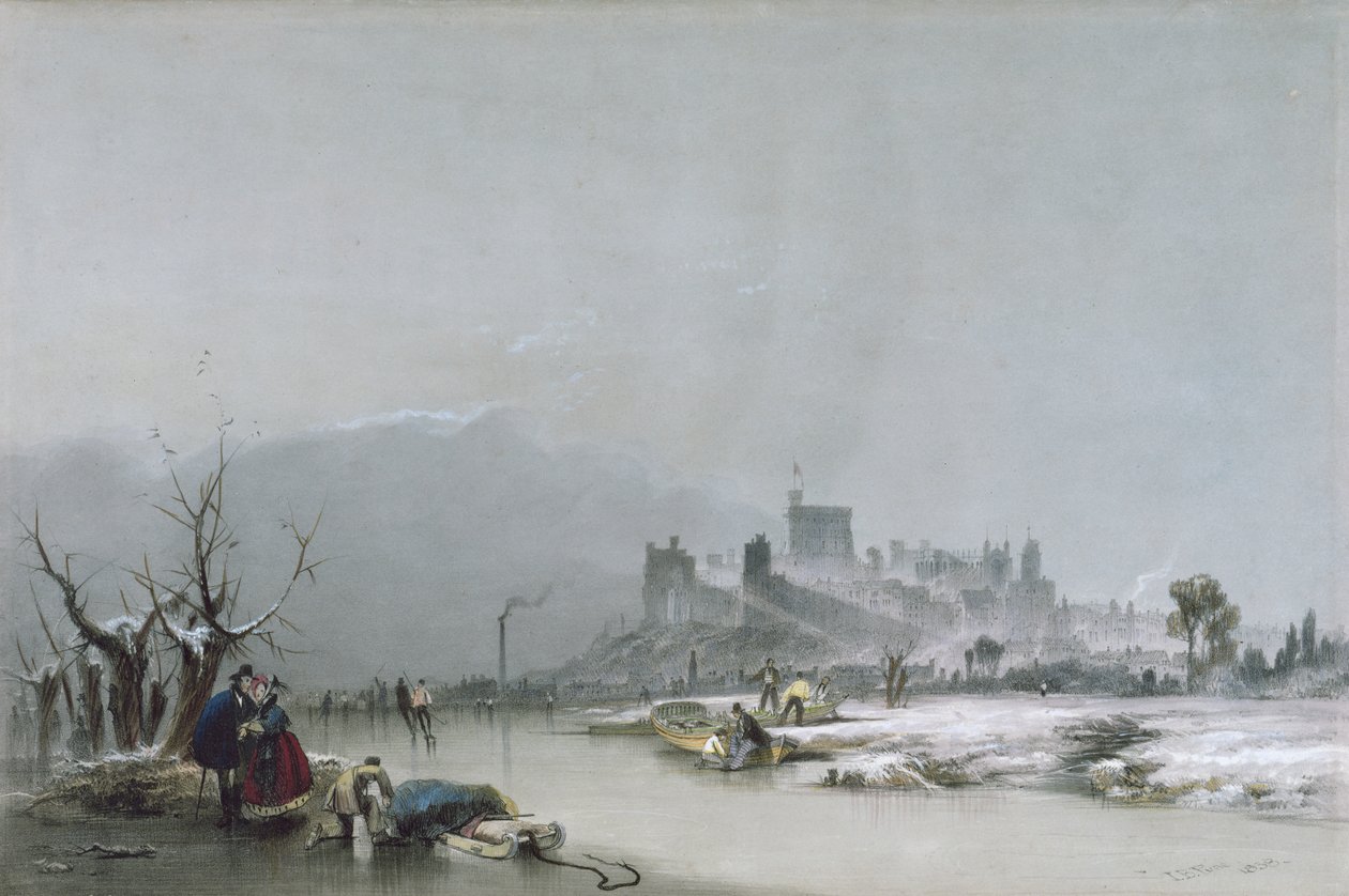 Windsor Castle: fra Themsen, 1800-tallet af James Baker Pyne