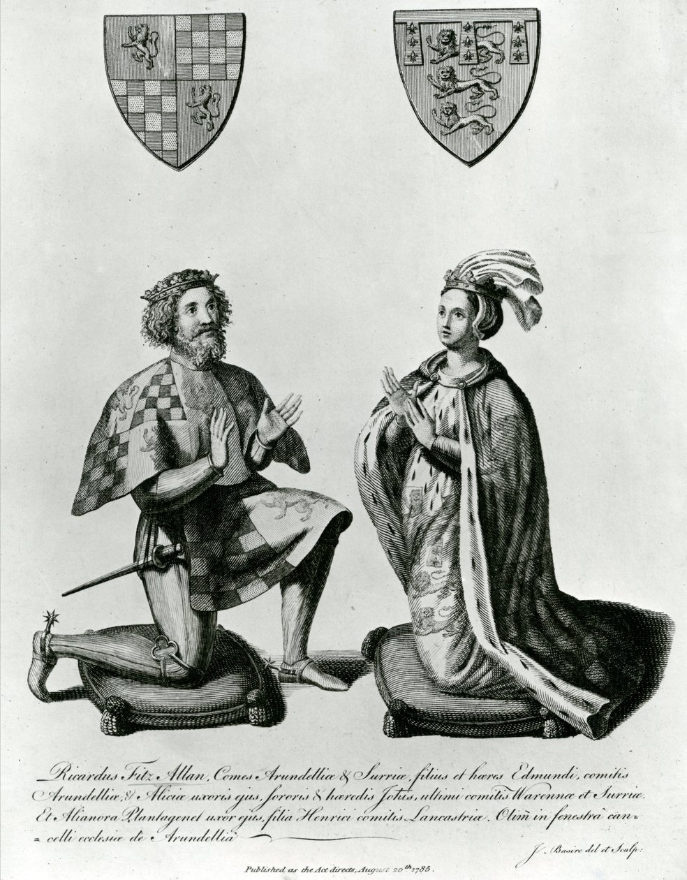 Richard Fitzalan, 3. (10.) jarl af Arundel (ca. 1307-76) og Eleanor grevinde af Arundel, 1785 af James Basire