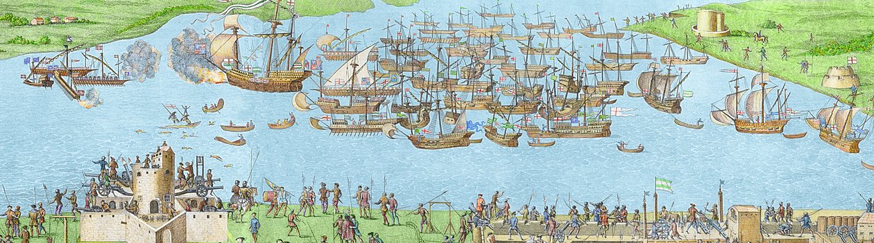 De engelske styrkers lejrplads nær Portsmouth under slaget ved Solent af James Basire
