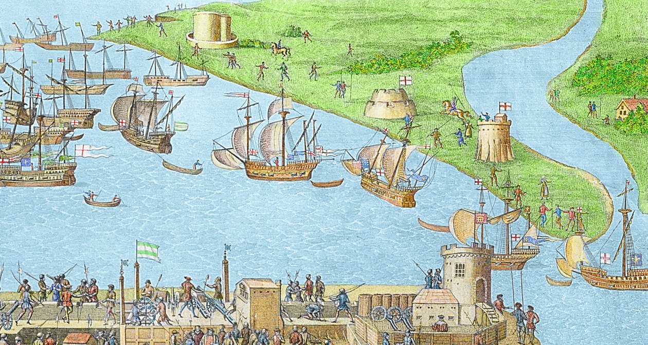 De engelske styrkers lejr ved Portsmouth under slaget om Solent af James Basire