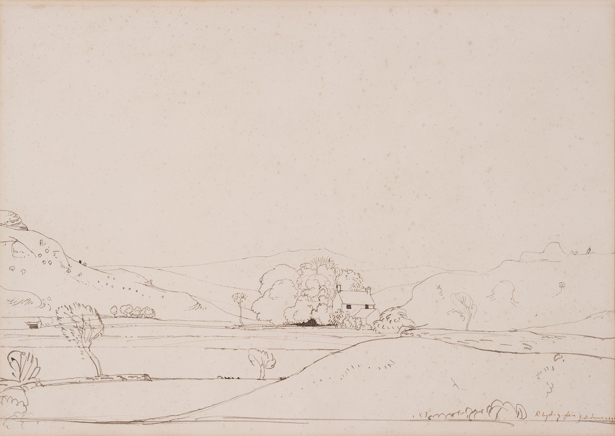 Rhyd-y–Fen, 1911 (pen og brunt blæk på papir) af James Dickson Innes