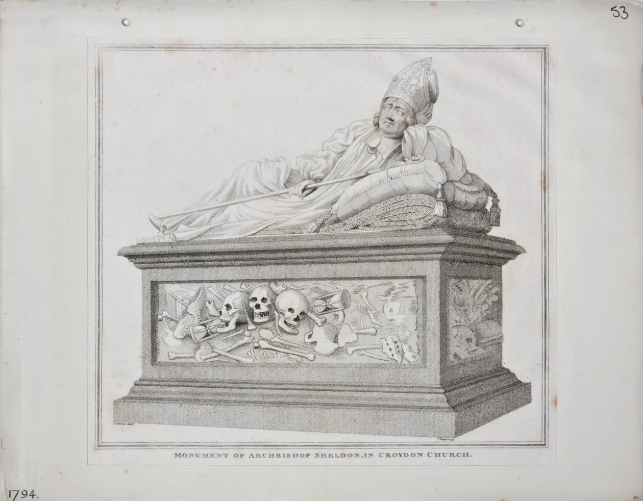 Ærkebiskop Sheldons monument i Croydon Church, 1794 af James Edwin Cooper