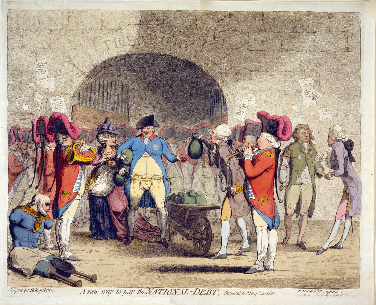 En ny måde at betale statsgælden på, pub. 21. april 1786 (håndkoloreret gravering) af James Gillray