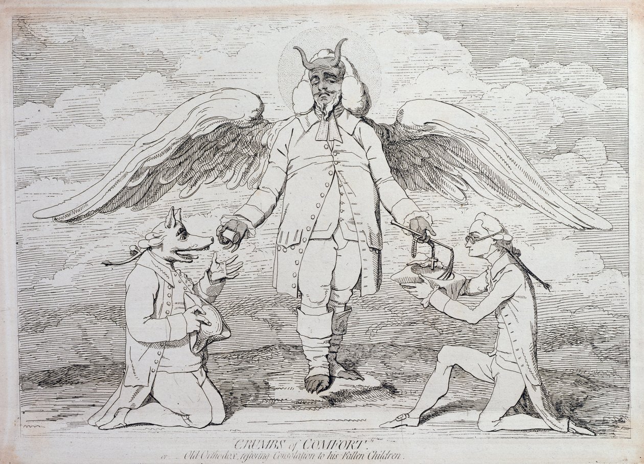 Crumbs of Comfort, or Old Orthodox Genskab Consolation to his Fallen Children, udgivet af G. Humphrey i 1782 af James Gillray