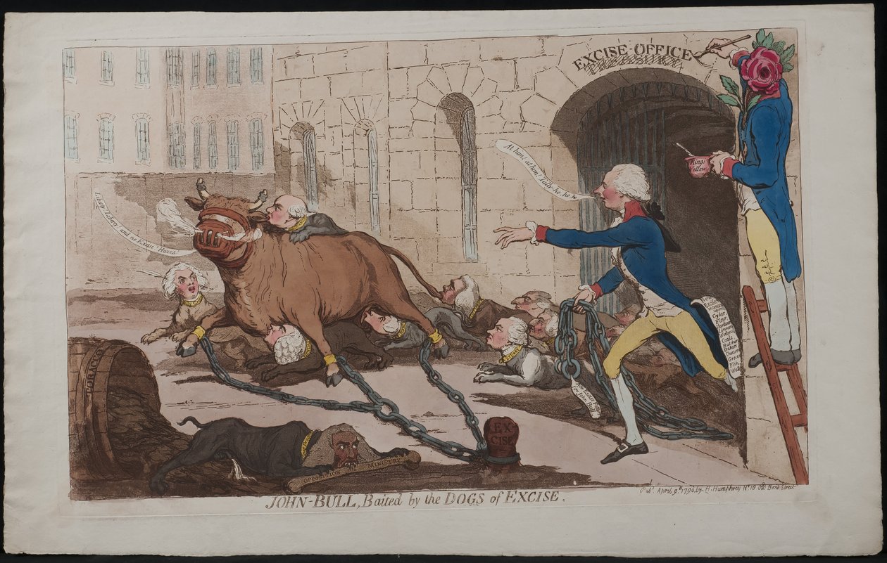 John Bull, Lokket af punktafgiftshundene, 1790 af James Gillray
