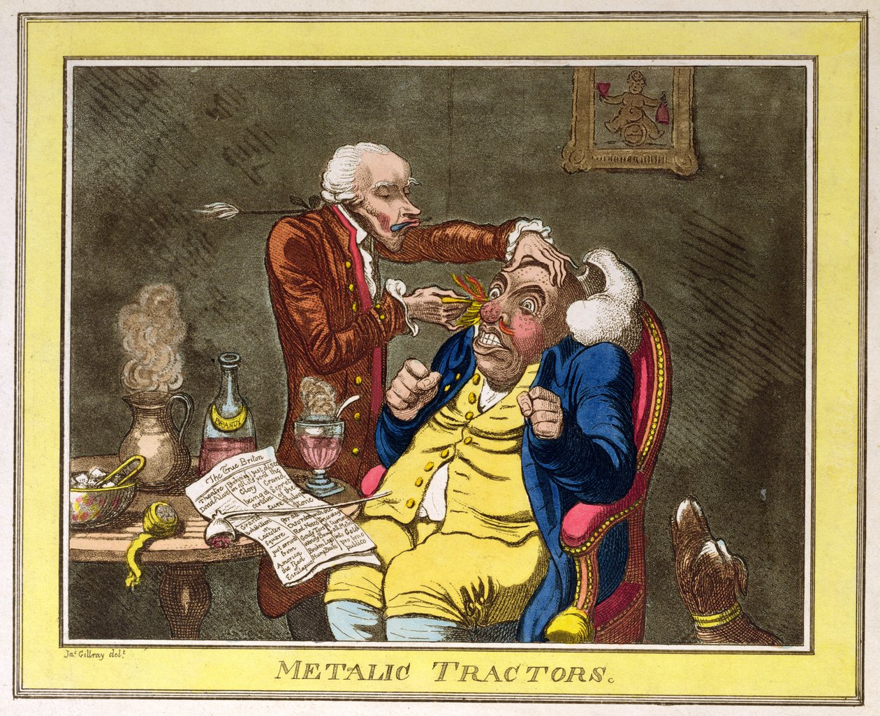 Metalliske traktorer, ca. 1801 (farvet ætsning) af James Gillray