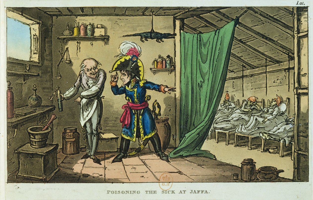 Napoleon Bonaparte (1769-1821) forgiftede de syge i Jaffa, 1799 af James Gillray