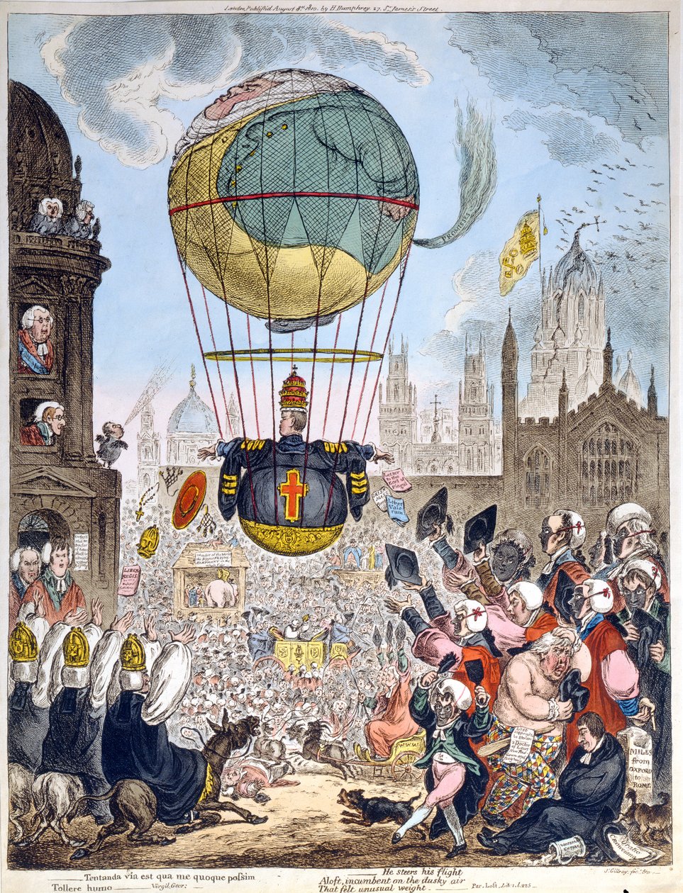 I Must Try The Way I Can Raise The Ground, udgivet af Hannah Humphrey i 1810 (ætsning, gravering, akvatint og wc på papir) af James Gillray