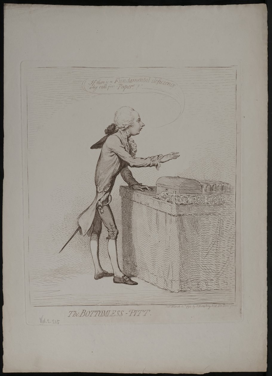 Den bundløse Pitt, 1792 af James Gillray