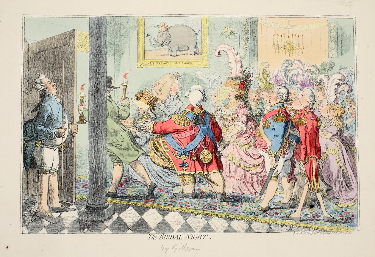 The Bridal-Night, 1797 (håndfarvet radering) af James Gillray