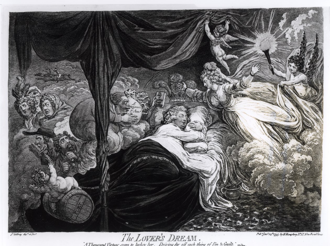 Elskerens drøm, 1795 af James Gillray