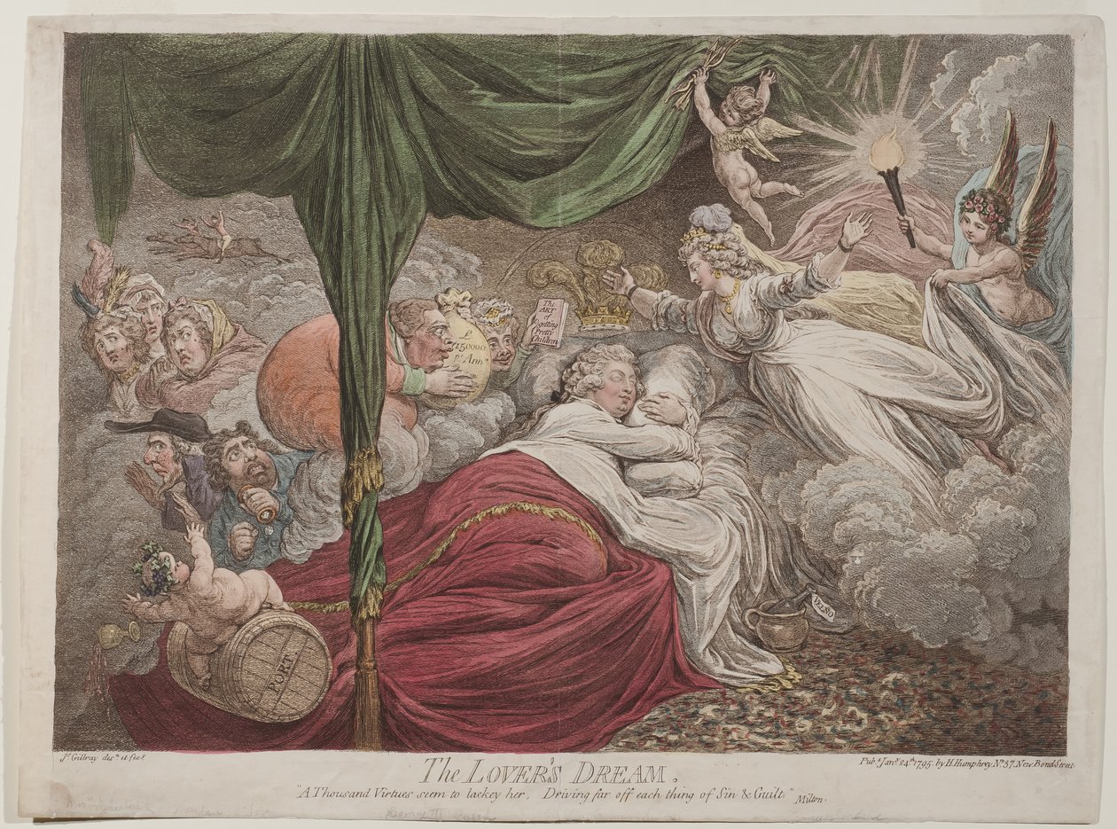 De elskendes drøm, 1795 af James Gillray