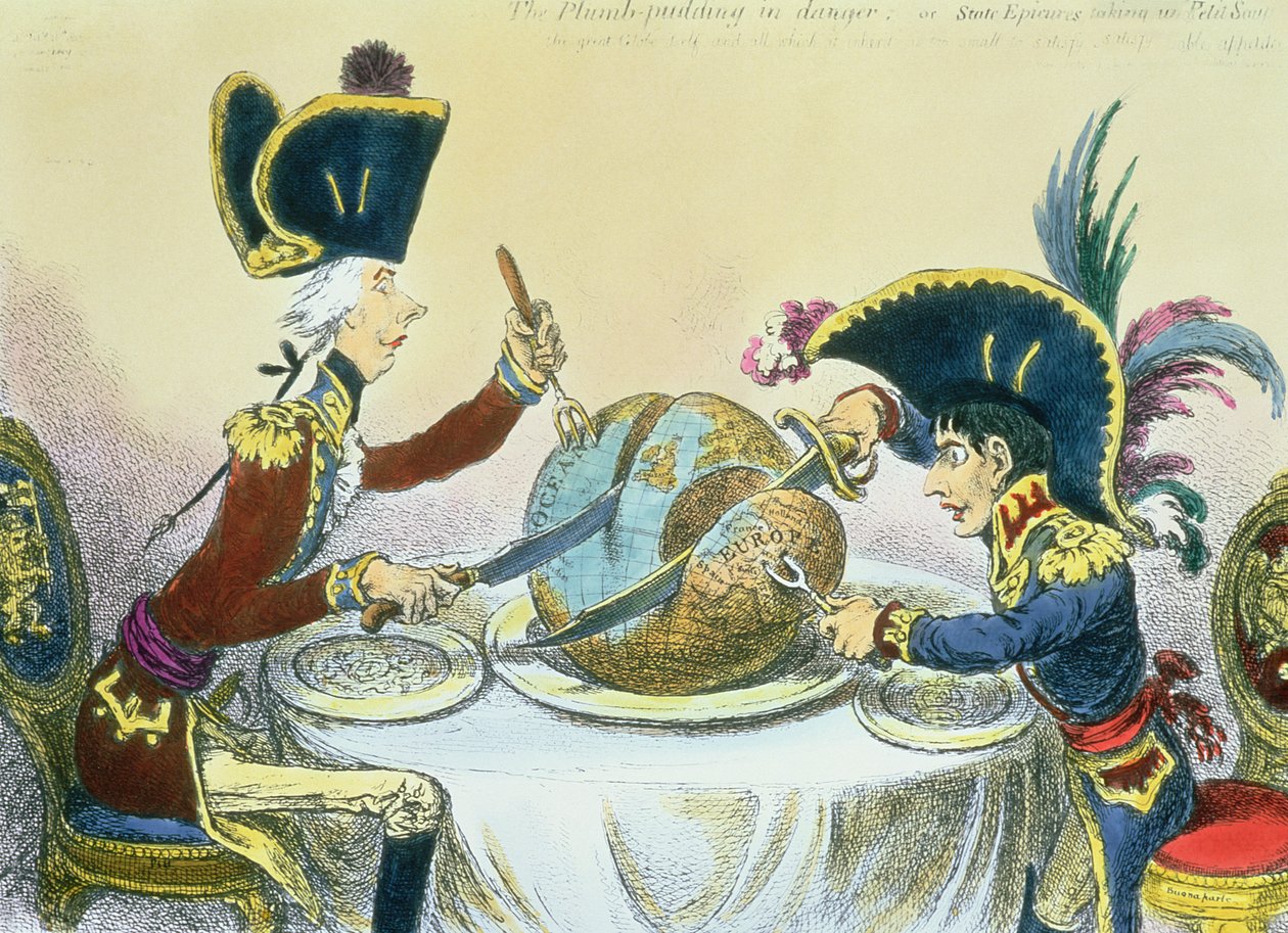 The Plum Pudding in Danger, 1805 (farvegravering) af James Gillray