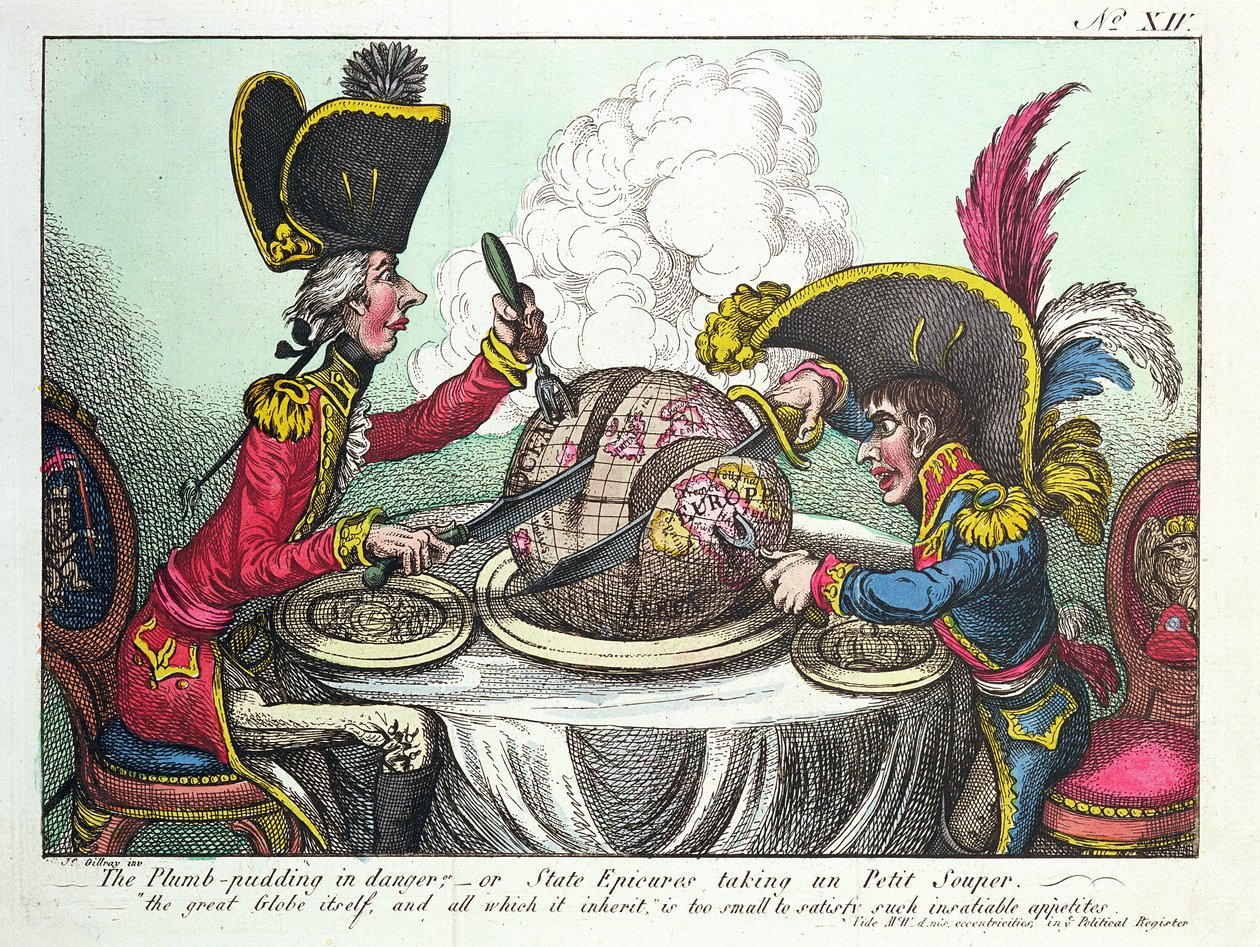 The Plum Pudding in Danger, 1805 (farvegravering) (se også 152999) af James Gillray