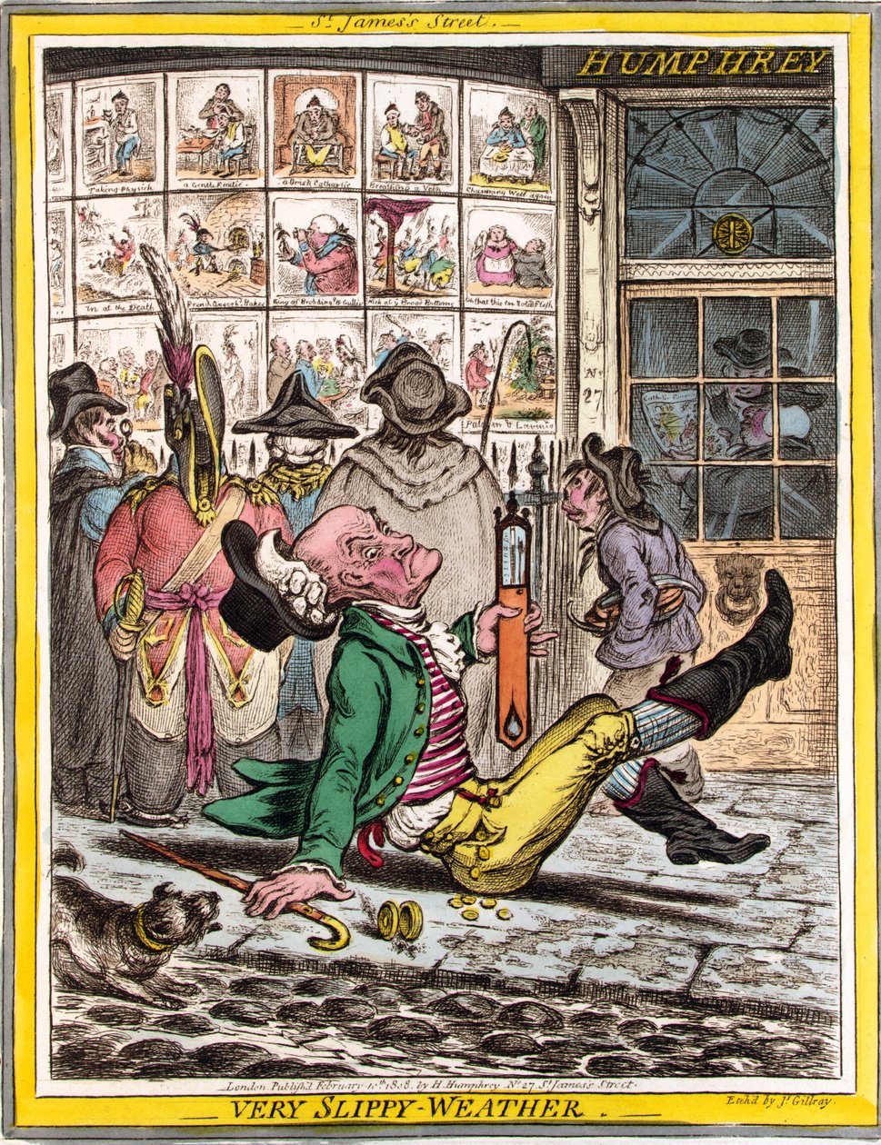 Meget glat vejr, pub. 1808 (håndfarvet gravering) af James Gillray