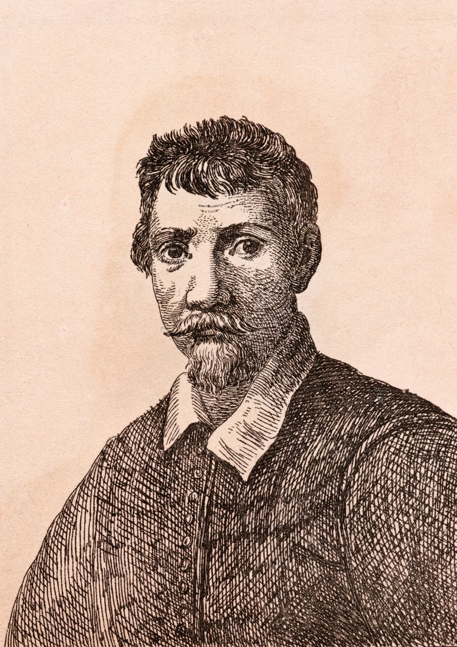 Annibale Carracci, illustration fra "75 Portraits Of Celebrated Painters From Authentic Originals", udgivet i 1817, London af James Girtin