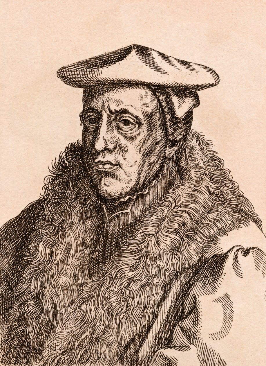 Jan van Scorel, illustration fra "75 Portraits Of Celebrated Painters From Authentic Originals", udgivet i London, 1817 af James Girtin