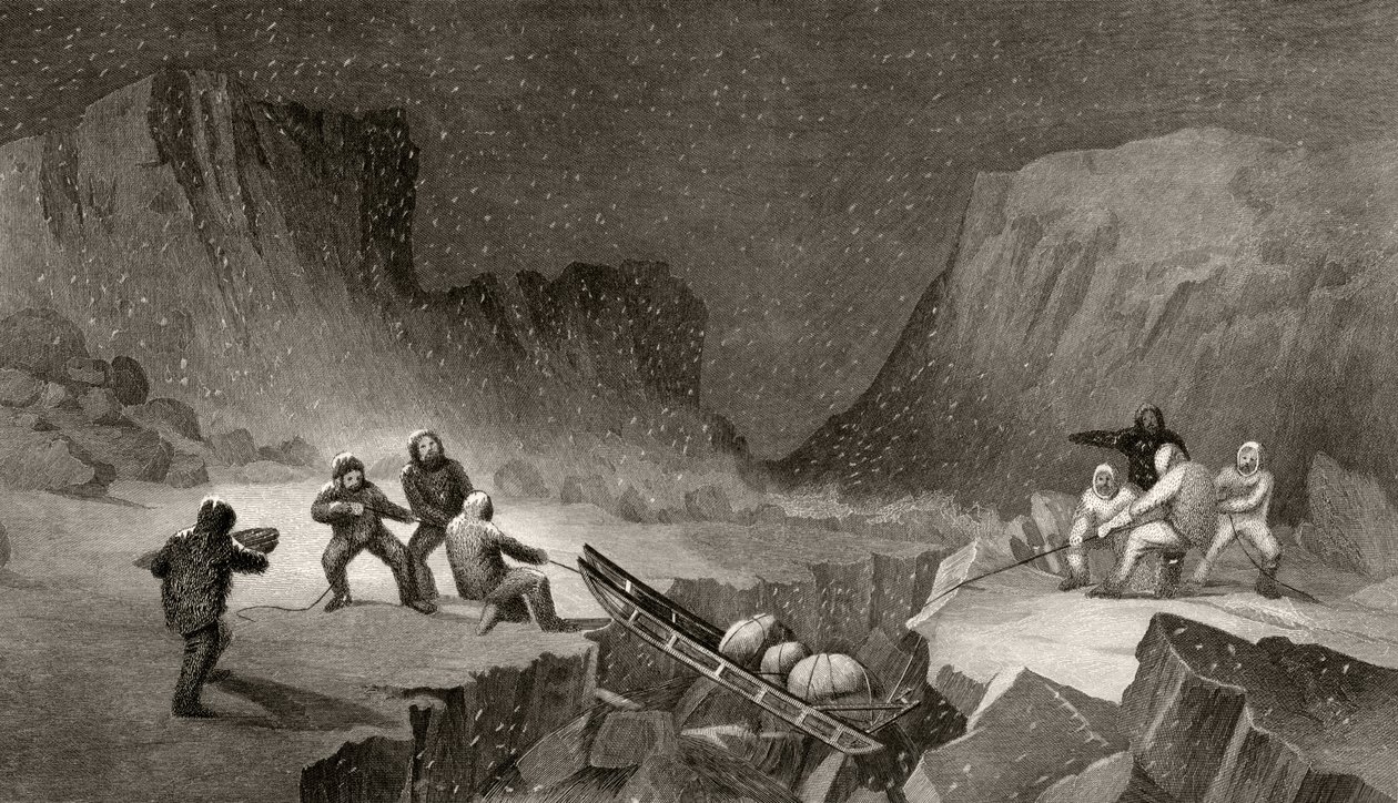 Crossing the Ice Belt at Coffee Gorge, indgraveret af R. Hinshlewood, fra 