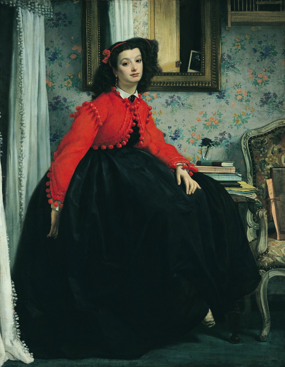 Portræt af Mlle. L.L. (ung dame i rød jakke) 1864 af James Jacques Joseph Tissot