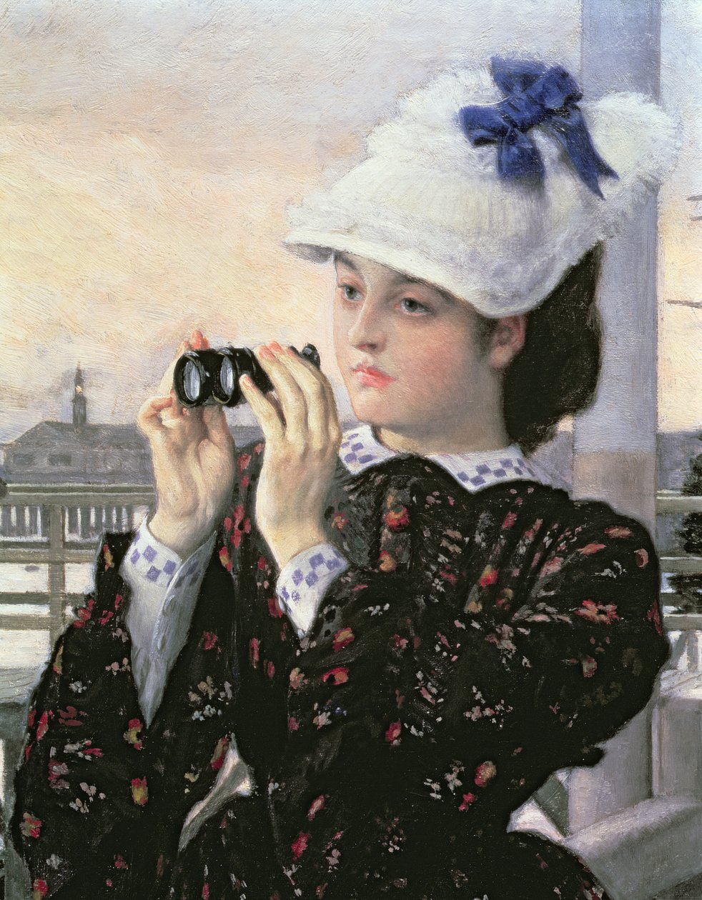 Kaptajnens datter, detalje af pigen med kikkerten (detalje af 112524) af James Jacques Joseph Tissot