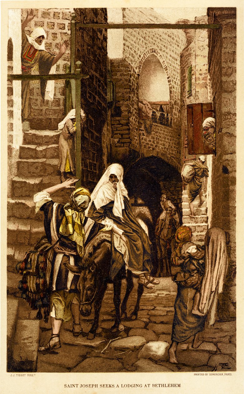 Joseph søger et overnatningssted i Betlehem - Bibelen af James Jacques Joseph after Tissot