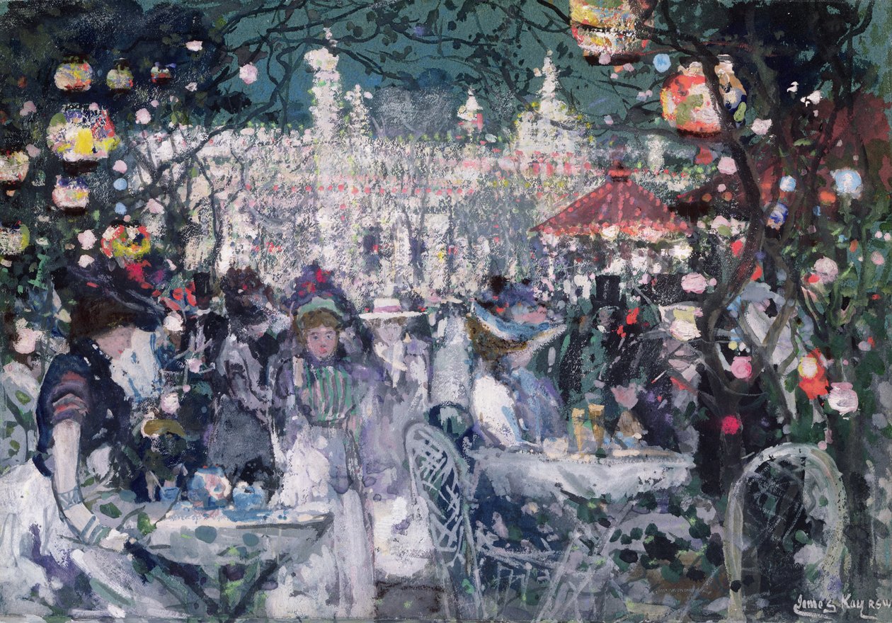 Tivoli, København (wc og forhøjning på papir) af James Kay