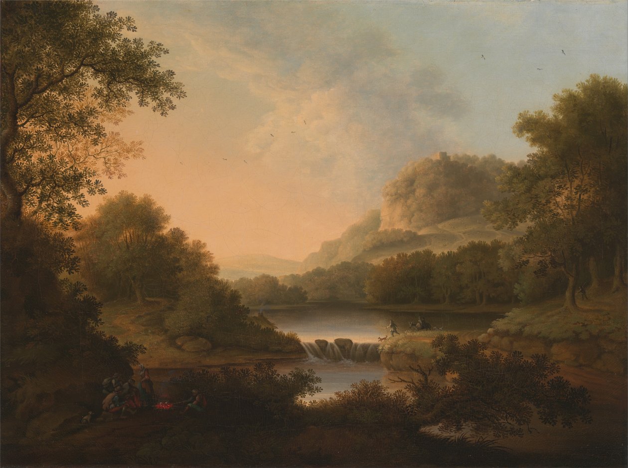 Figurer med et æsel og en hund, der krydser en sti af James Lambert  of Lewes