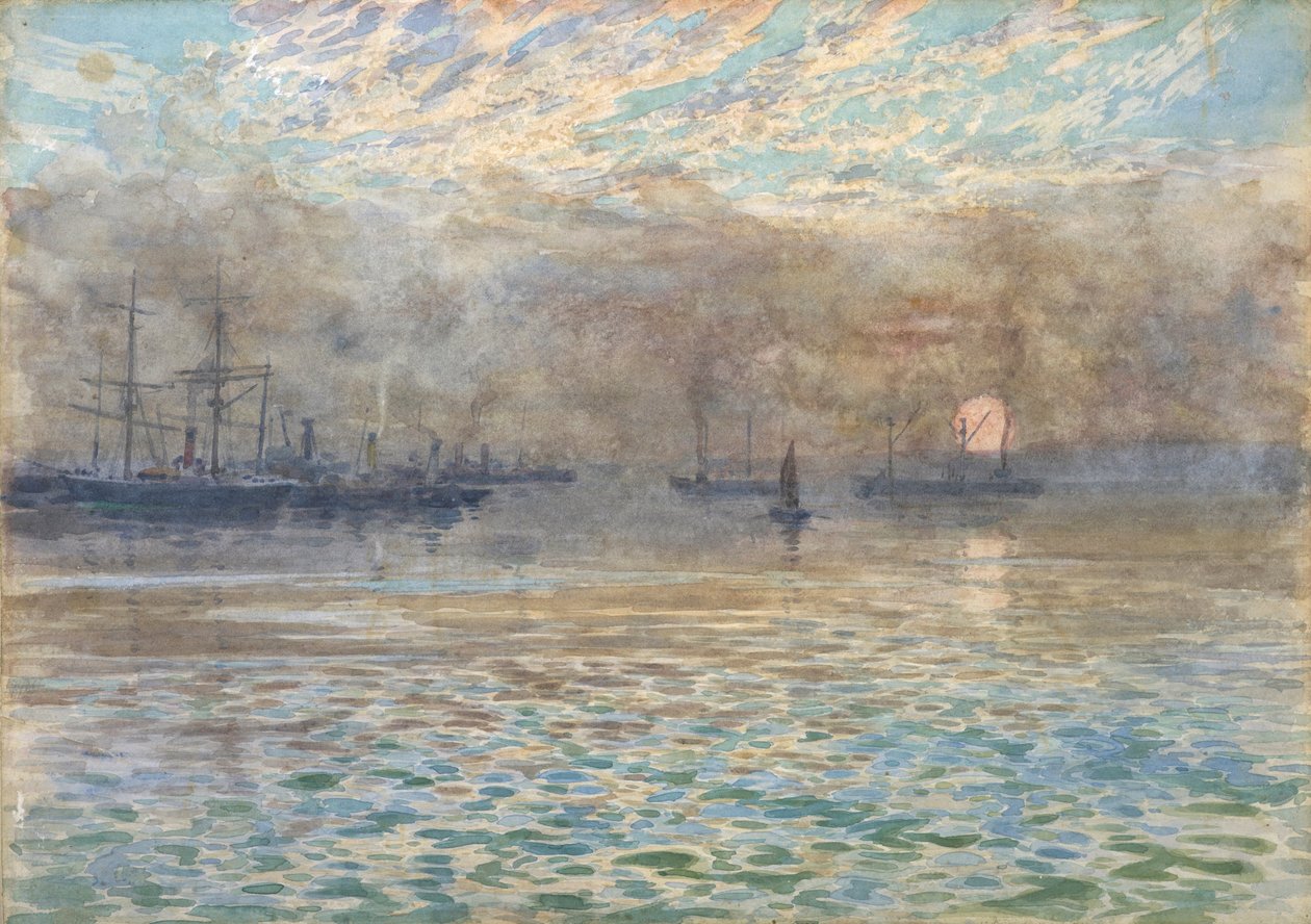 Vintermorgen, Wellington Harbour af James McLachlan Nairn