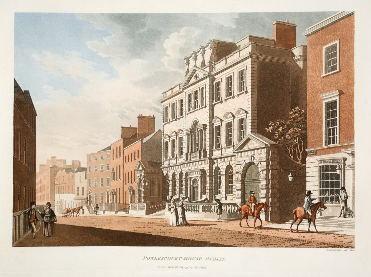 Powerscourt-House, Dublin, 1795 (håndfarvet gravering) af James Malton