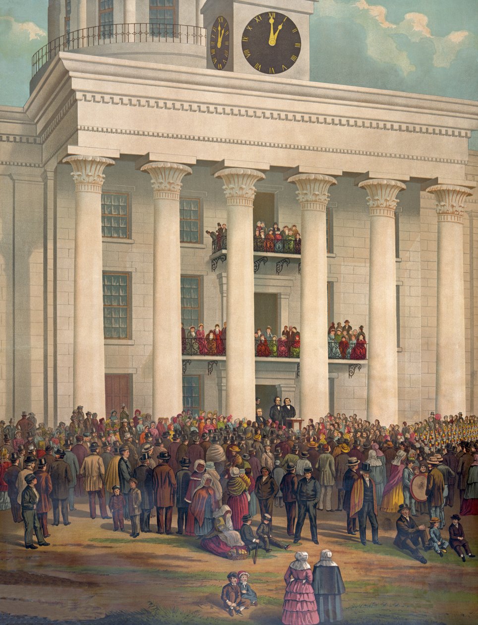 Udgangspunktet for den store krig mellem staterne, indvielse af Jefferson Davis, Montgomery, Alabama, 18. februar 1861, pub. 1878 af James Massalon