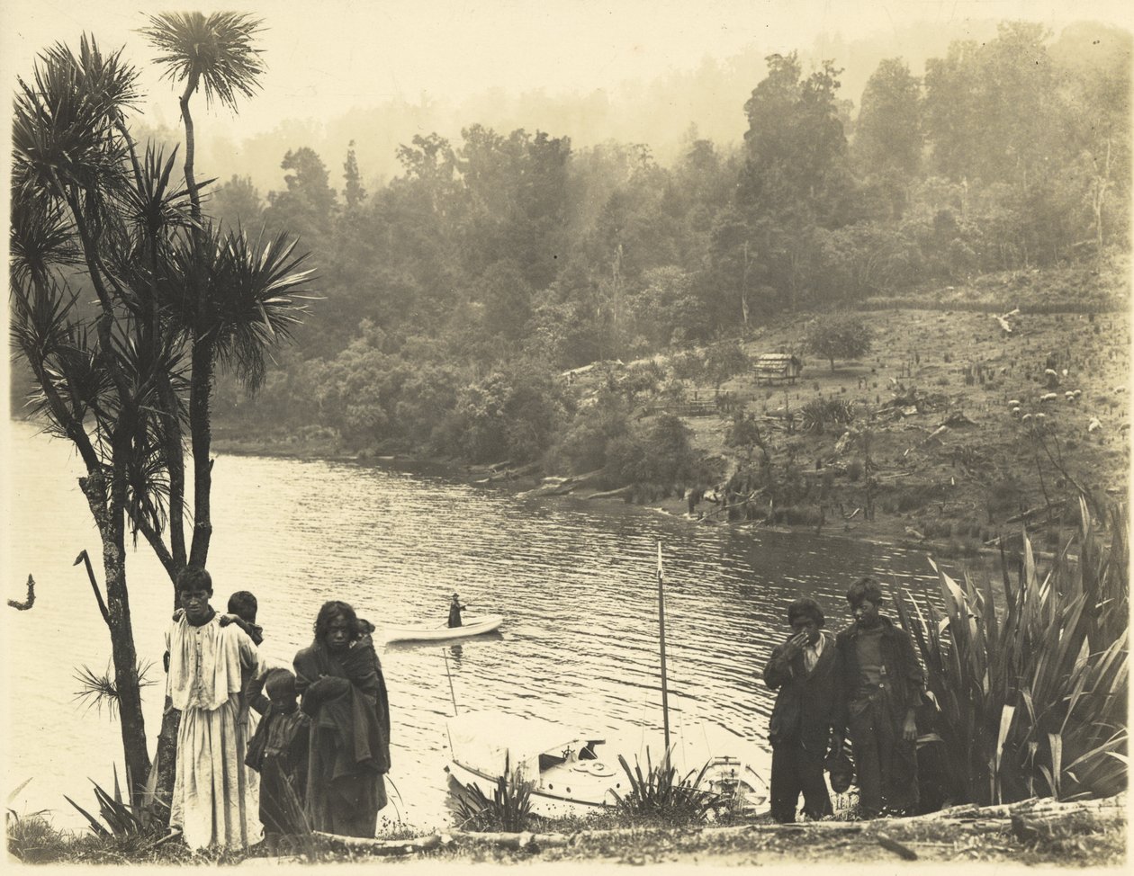 Waikaremoana-søen, 1908 (sølvgelatineprint) af James McDonald