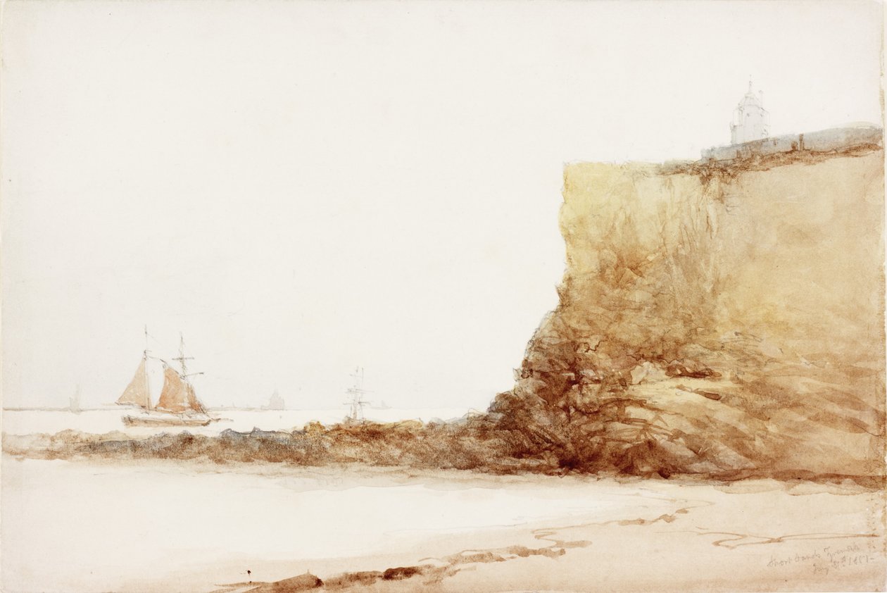 Short Sands Tynemouth (akvarel og blyant på papir) af James Miller Brown