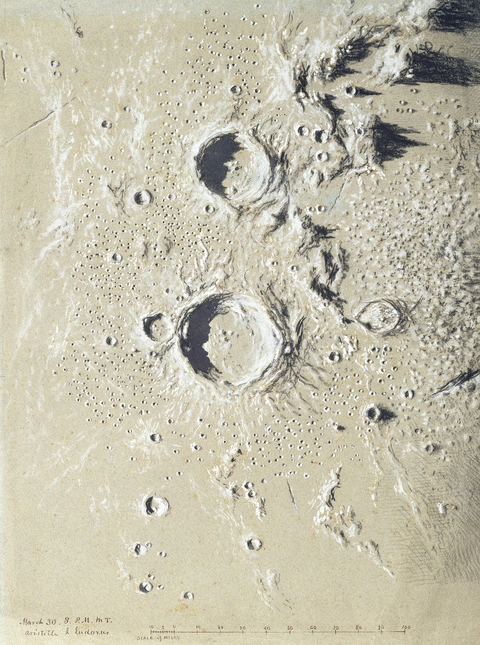 Aristoteles og Eudoxus (bw kridt på gråt papir) af James Hall Nasmyth