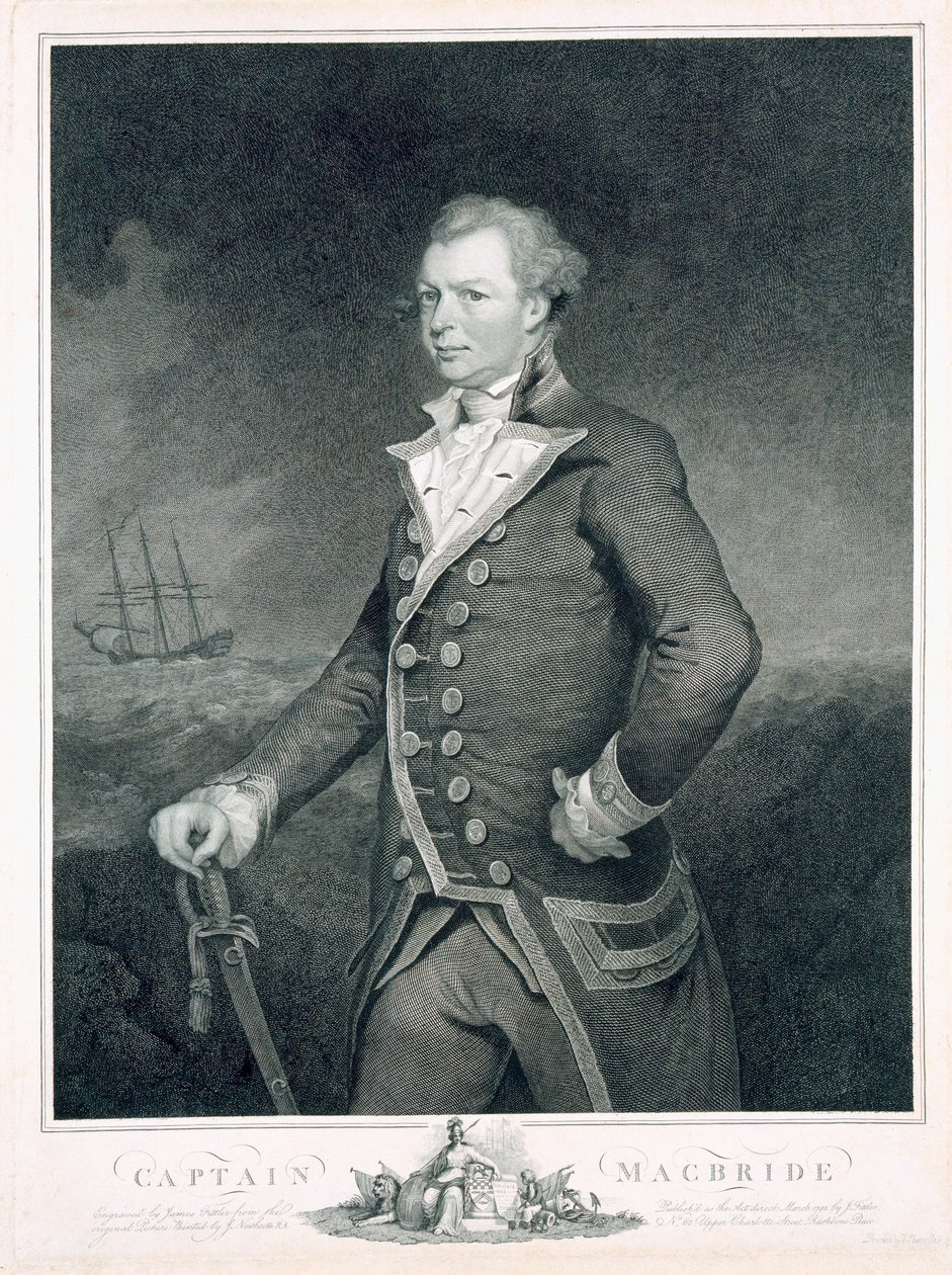 Portræt af admiral John Macbride (død 1800), graveret af James Fittler (1758-1835) 1792 af James Northcote