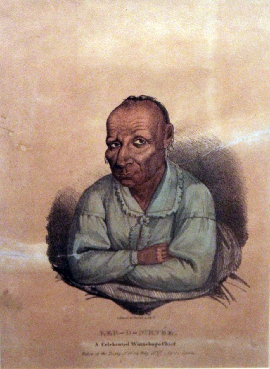 Ker-o-menée, en berømt Winnebago-chef, 1827 af James Otto Lewis