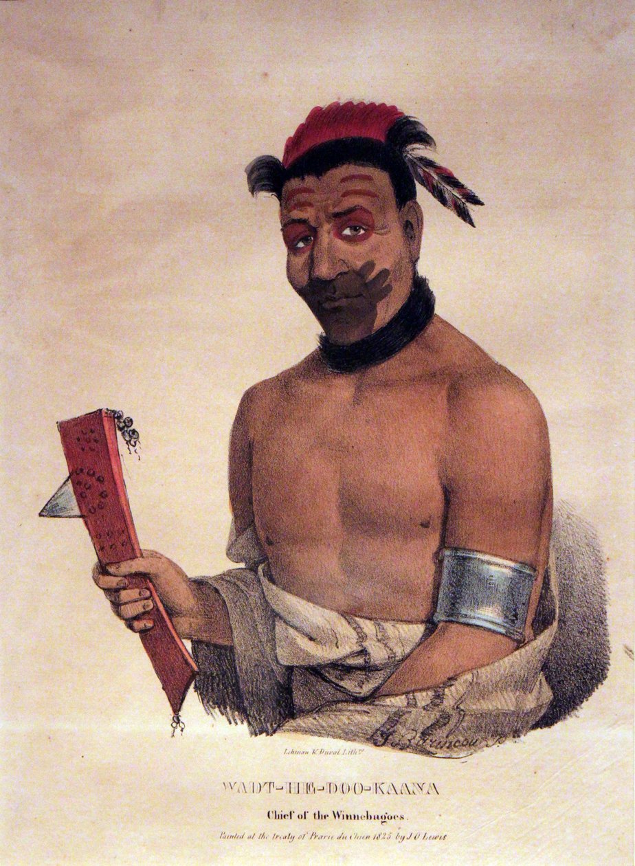 Wadt-He-Doo-Kaana, Winnebago Chief, 1825 af James Otto Lewis