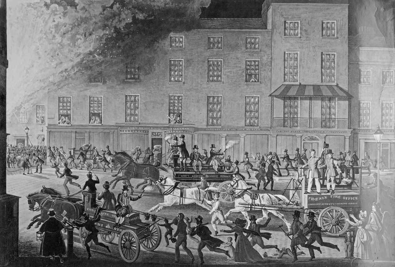 London Fire Engines, de ædle beskyttere af liv og ejendom, indgraveret af R.G. Reeve, pub. af Thomas McLean, ca. 1830 af James Pollard