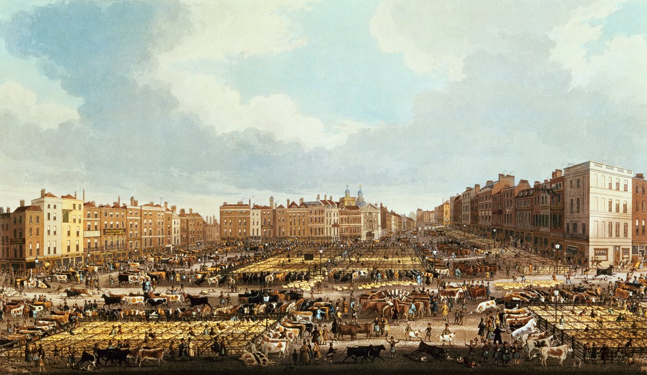 Smithfield Market, indgraveret af R.G. Reeve, pub. af Thomas McLean, 1831 af James Pollard