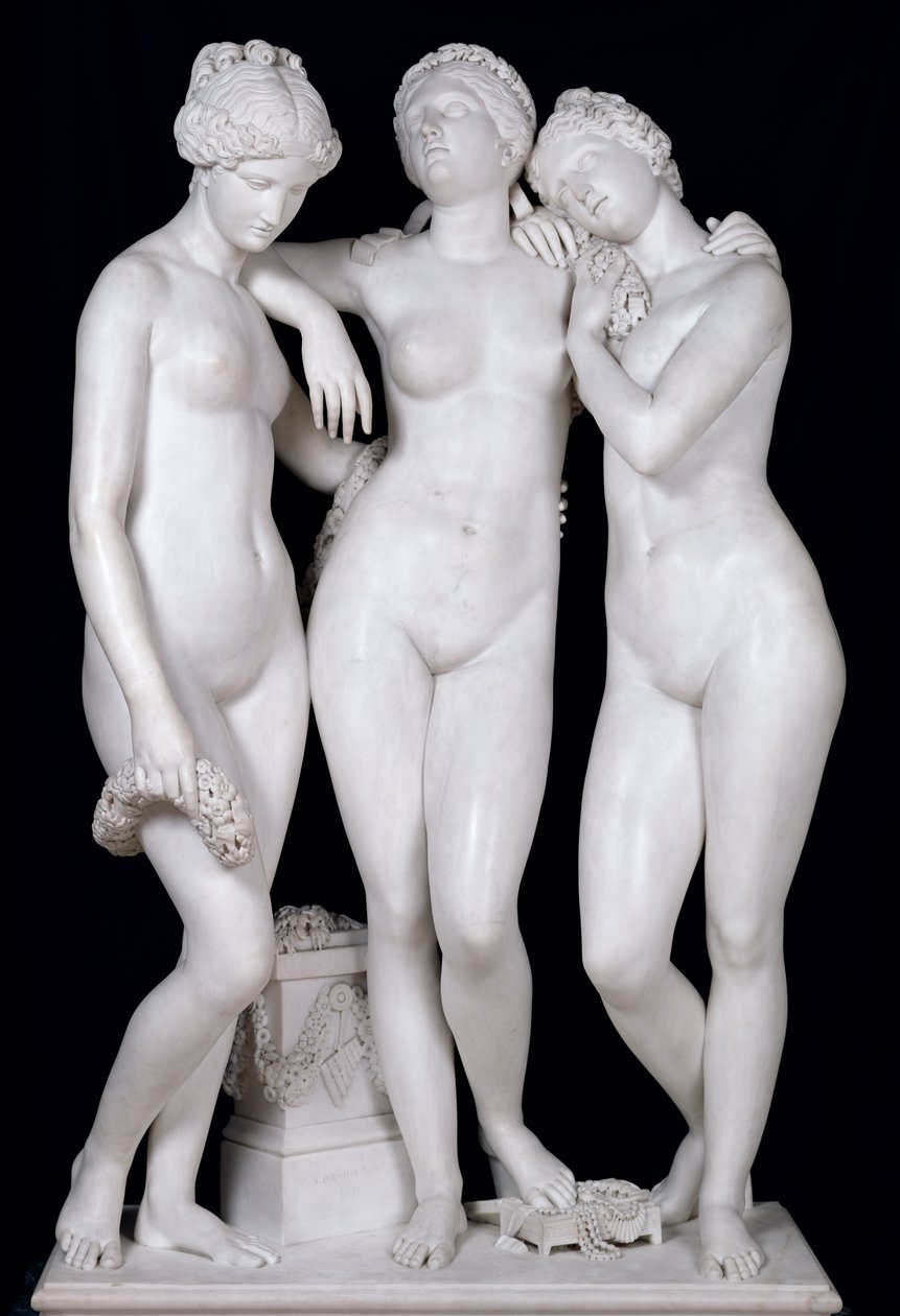 The Three Graces, 1831 (marmor) (se for detaljer 164658, 164659) af James Pradier