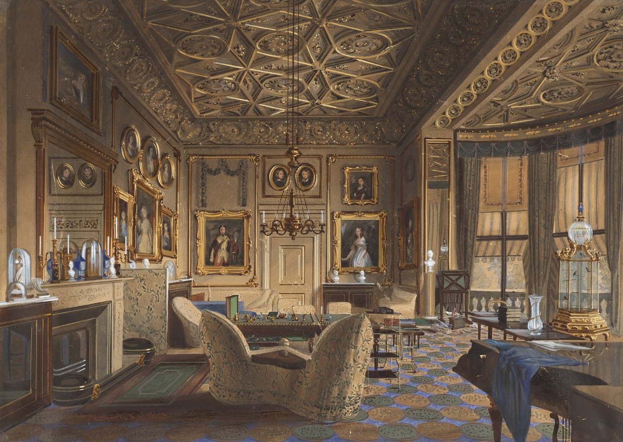 Dronningens private værelse på Buckingham Palace. (The Queens Sitting Room på Buckingham Palac ... af James Roberts