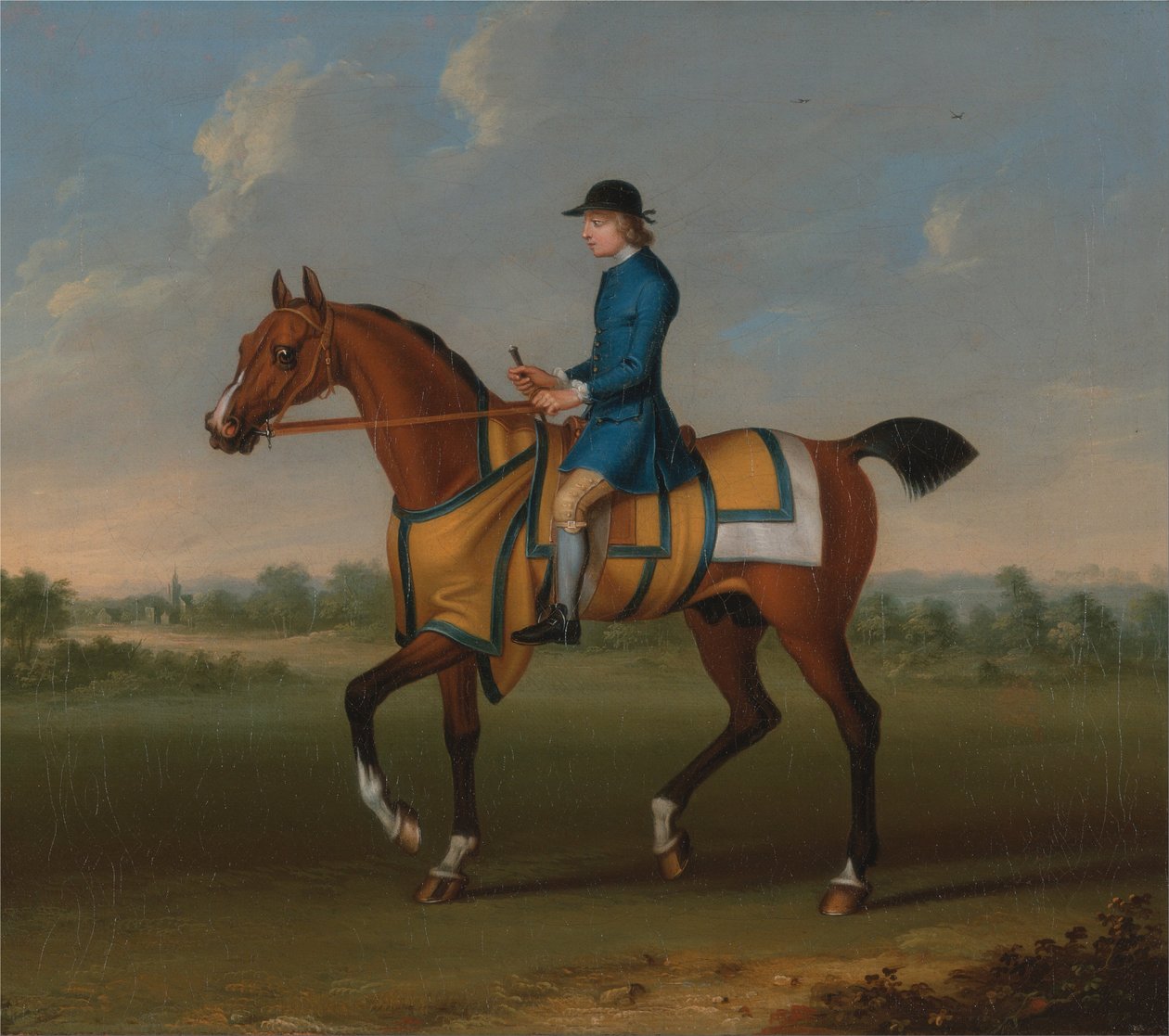 En Bay Racehorse med Jockey Up af James Seymour